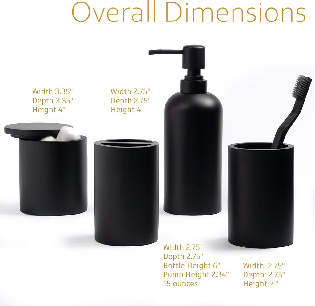 Bathroom Accessory Set - 4 Pcs Matte Black Bathroom Set 