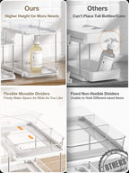 2 Pack Set under Sink Organizers and Storage, 2 Tier Sliding Bathroom Sink Organizer, Multi-Use under Kitchen Cabinet Storage Shelf (S&L), Transparent