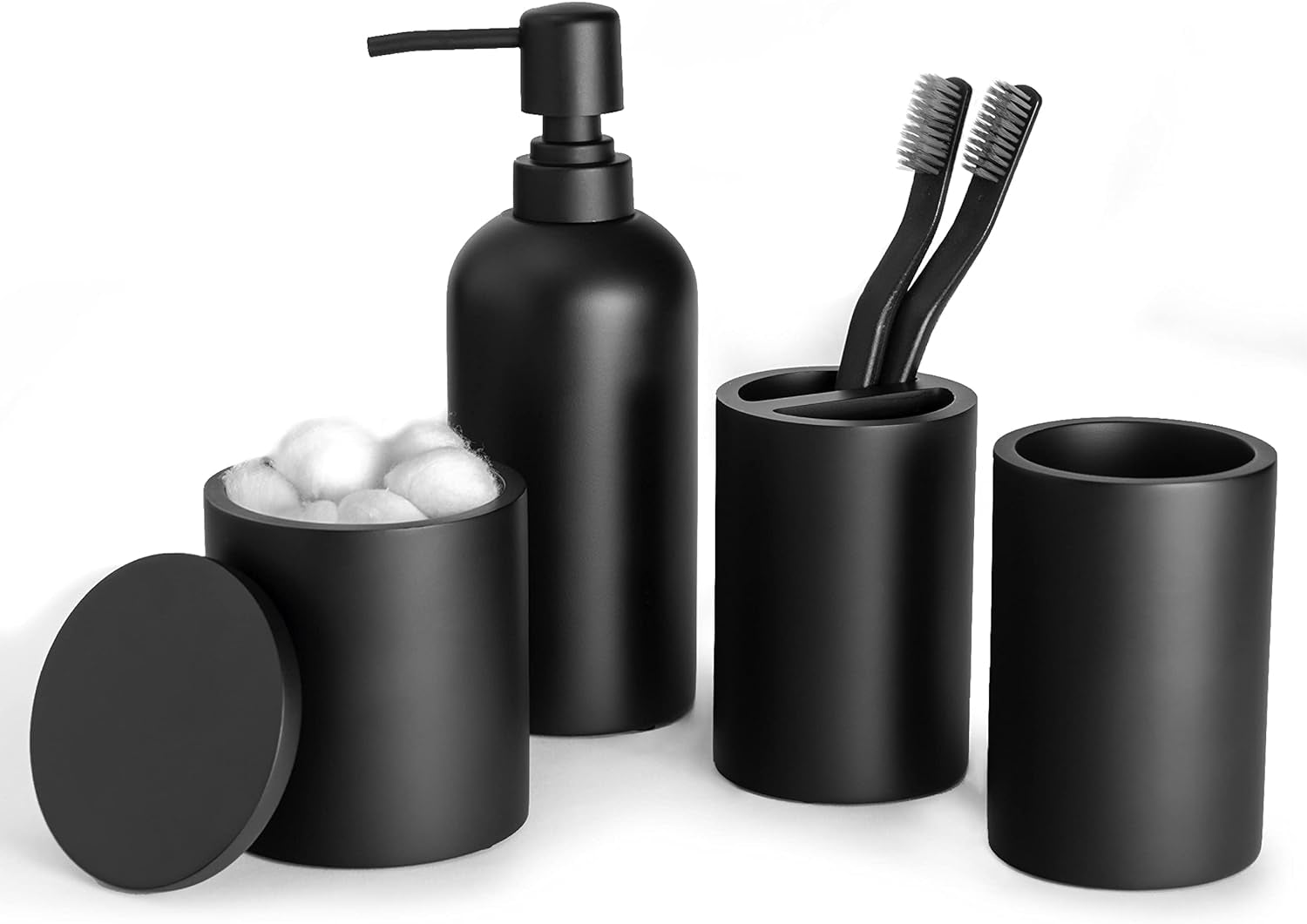 Bathroom Accessory Set - 4 Pcs Matte Black Bathroom Set 