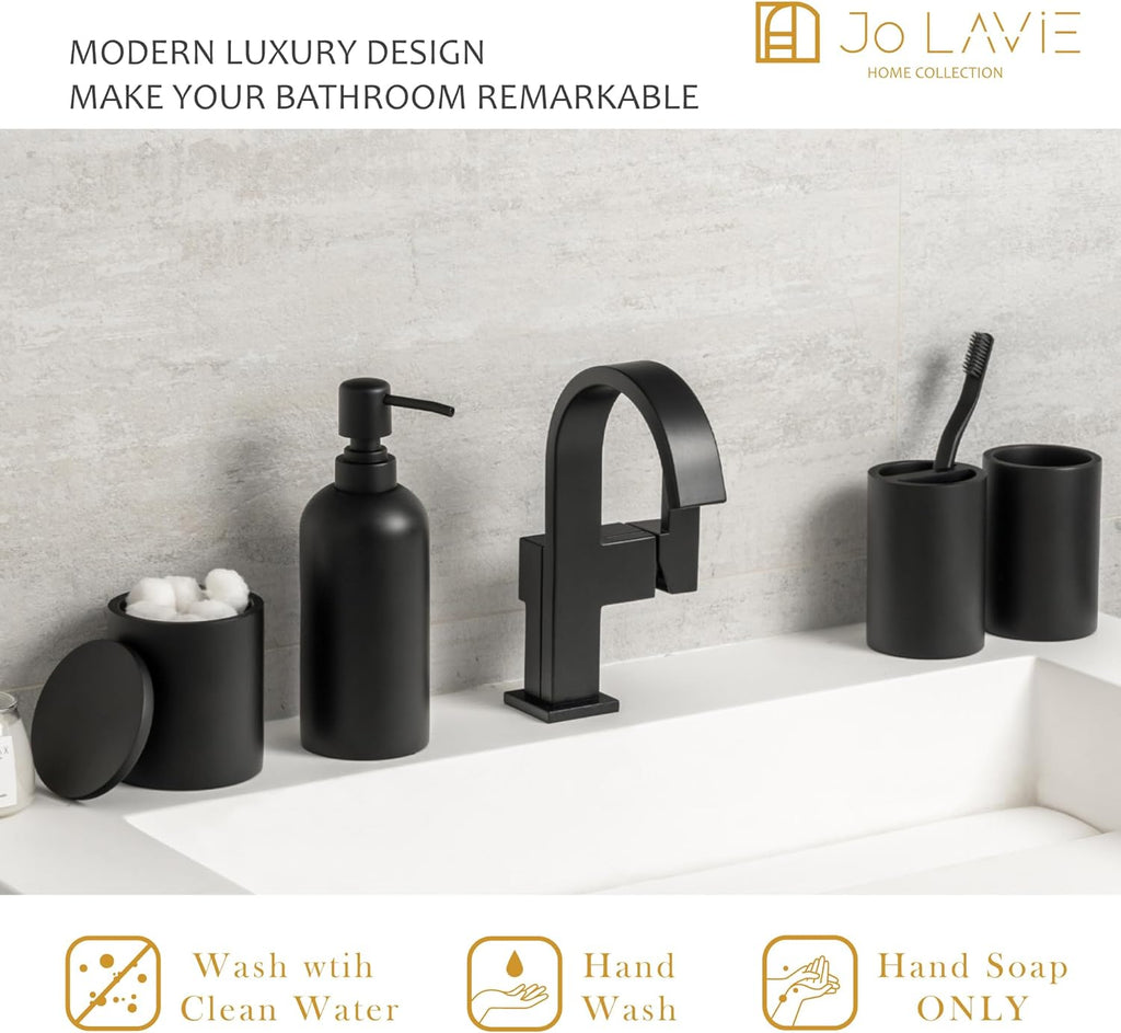 Bathroom Accessory Set - 4 Pcs Matte Black Bathroom Set 