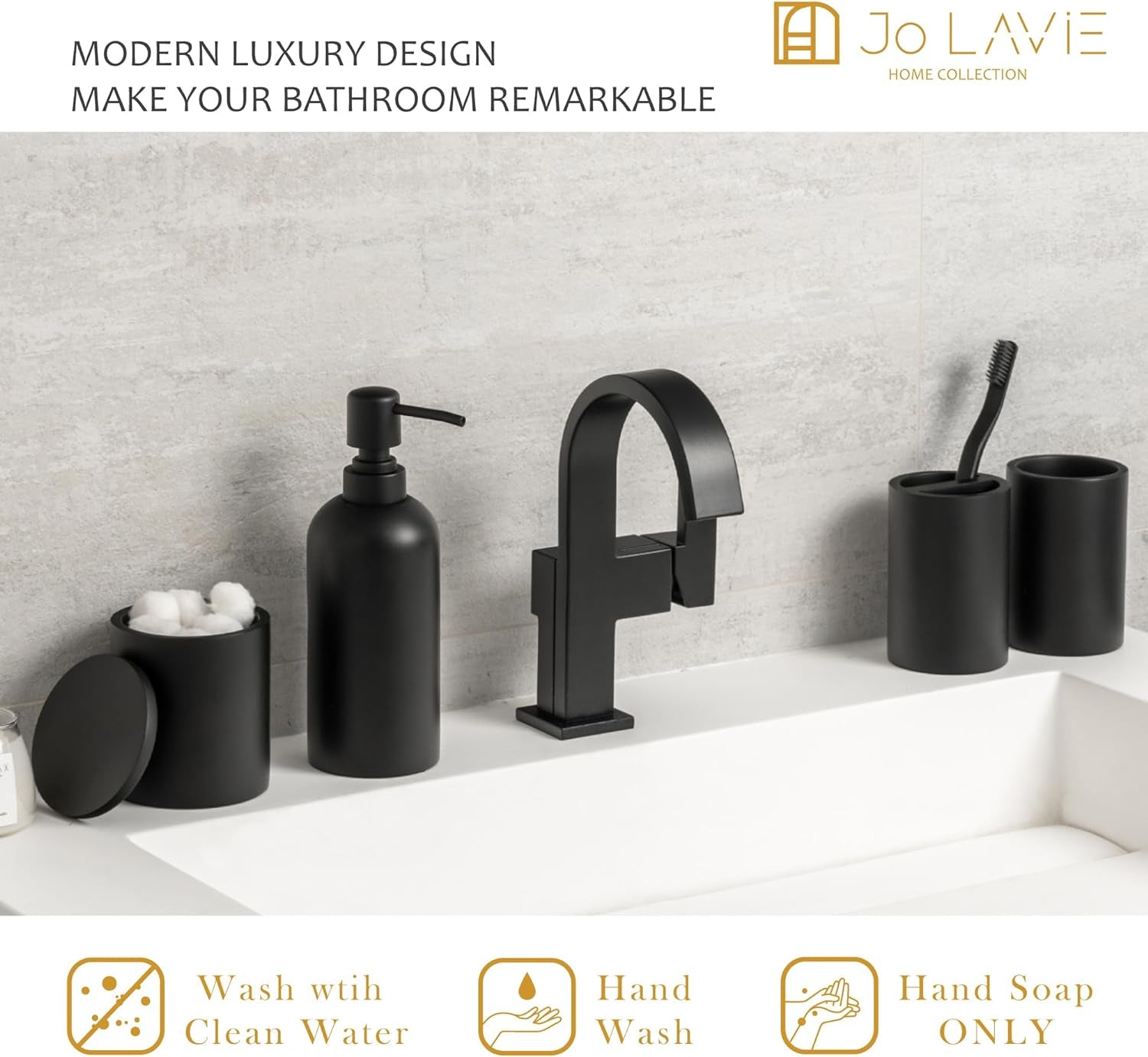 Bathroom Accessory Set - 4 Pcs Matte Black Bathroom Set 