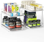 2 Pack Set under Sink Organizers and Storage, 2 Tier Sliding Bathroom Sink Organizer, Multi-Use under Kitchen Cabinet Storage Shelf (S&L), Transparent