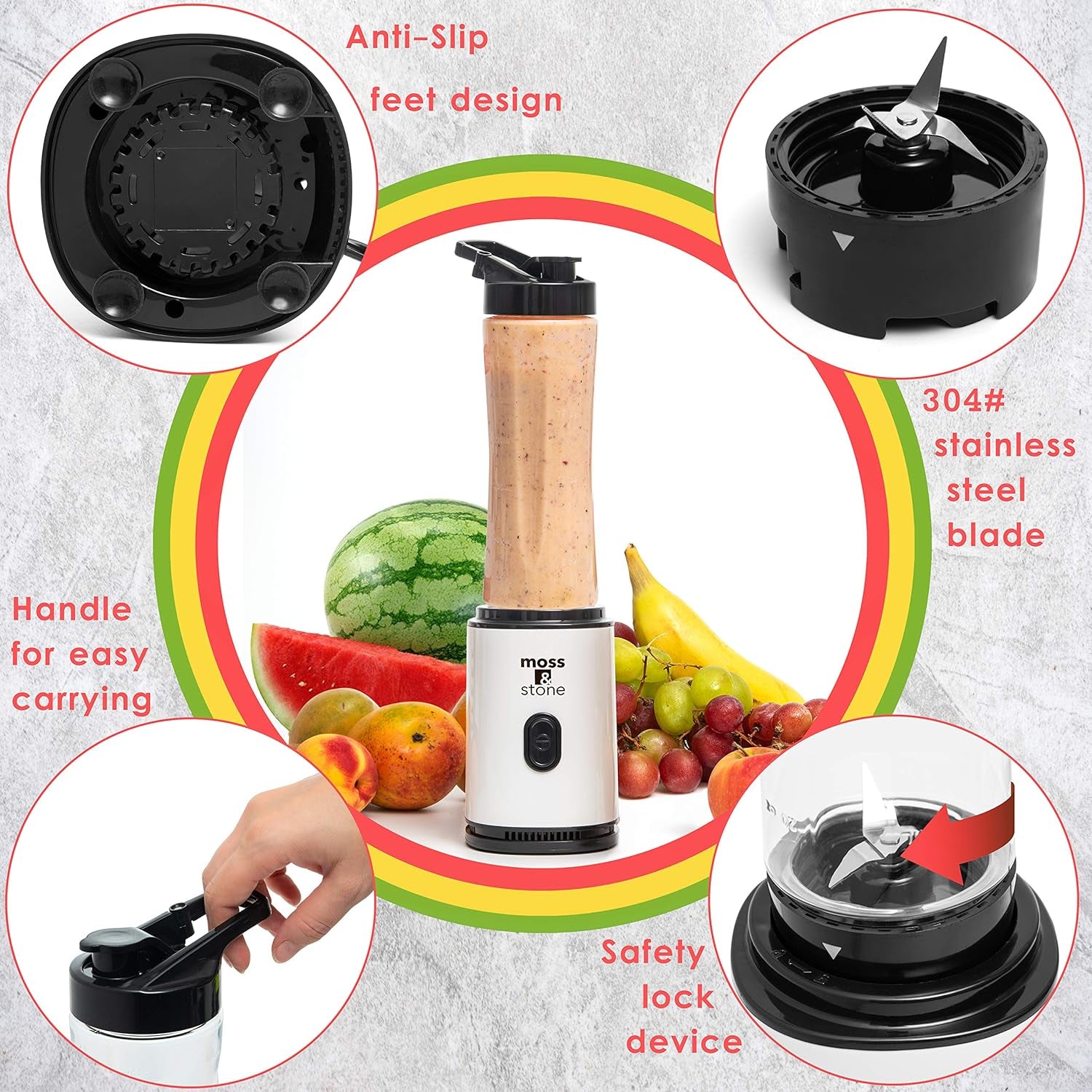 Black Personal Smoothie Blender, Single Serve One-Touch Blender Maker with 20 Oz Bpa-Free Bottle, Compact Plug-In Appliance for Everyday Smoothies & Shakes