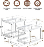 2 Pack Set under Sink Organizers and Storage, 2 Tier Sliding Bathroom Sink Organizer, Multi-Use under Kitchen Cabinet Storage Shelf (S&L), Transparent