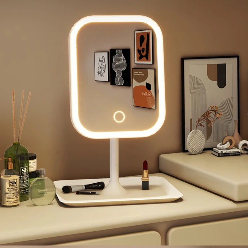 Modern Desktop Vanity Mirror 3 Color Light LED Makeup Mirror