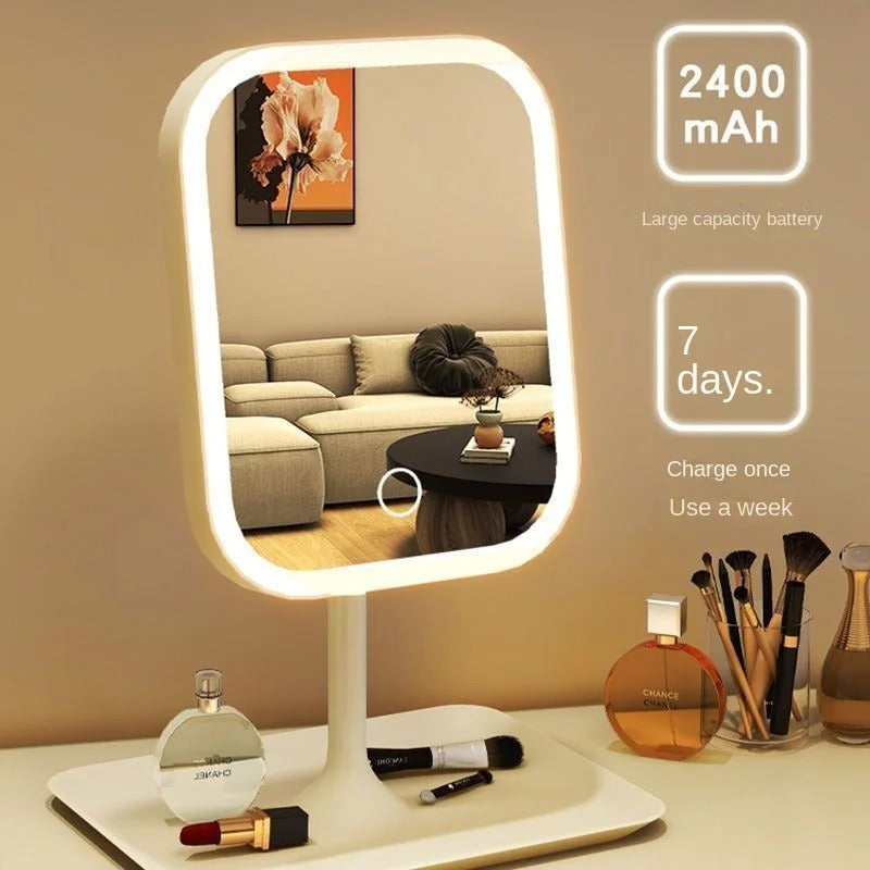 Modern Desktop Vanity Mirror 3 Color Light LED Makeup Mirror