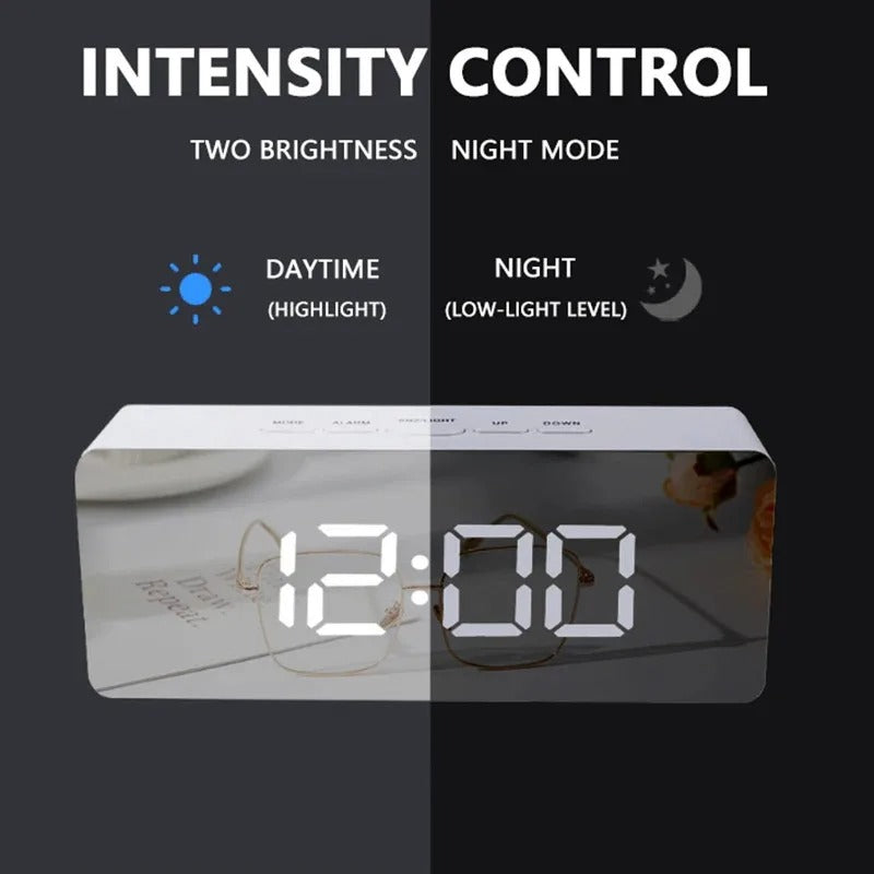 LED Digital Alarm Clock with Temperature Display – Modern Desktop Electronic Clock for Bedroom, Home & Office
