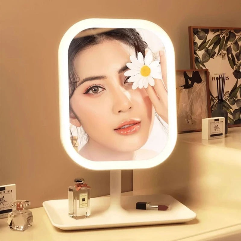 Modern Desktop Vanity Mirror 3 Color Light LED Makeup Mirror