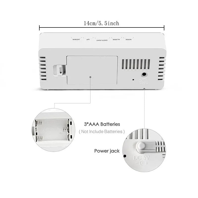 LED Digital Alarm Clock with Temperature Display – Modern Desktop Electronic Clock for Bedroom, Home & Office