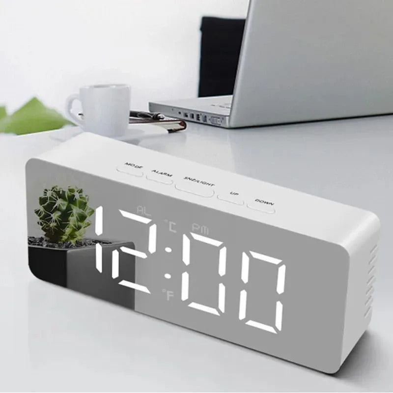 LED Digital Alarm Clock with Temperature Display – Modern Desktop Electronic Clock for Bedroom, Home & Office